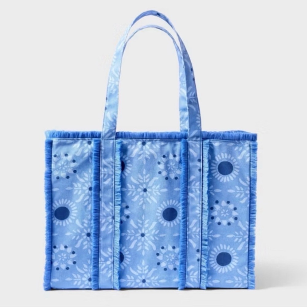 Roller Rabbit Light Blue Floral Ruffle Tote
